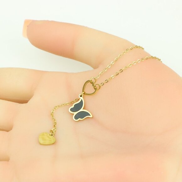 "Yellow Heart Pendant Necklace with Dangle Charm – Chic & Stylish Look, XPNL0365 - Picture 5 of 13